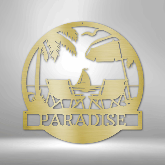 Paradise Monogram Metal Sign Laser Cut Powder Coated Home & Office Metal Wall De